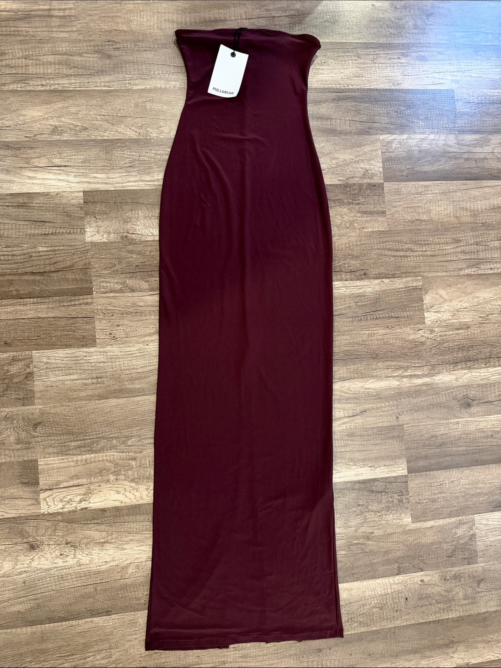 Pull&Bear Strapless Burgundy Bodycon Maxi Dress